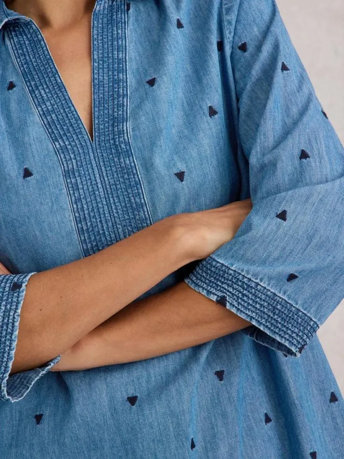 Women Blaire Denim Embroidered Tunic Mid Denim White Stuff Shirts and Blouses Women Blaire Denim Embroidered Tunic Mid Denim White Stuff Shirts and Blouses