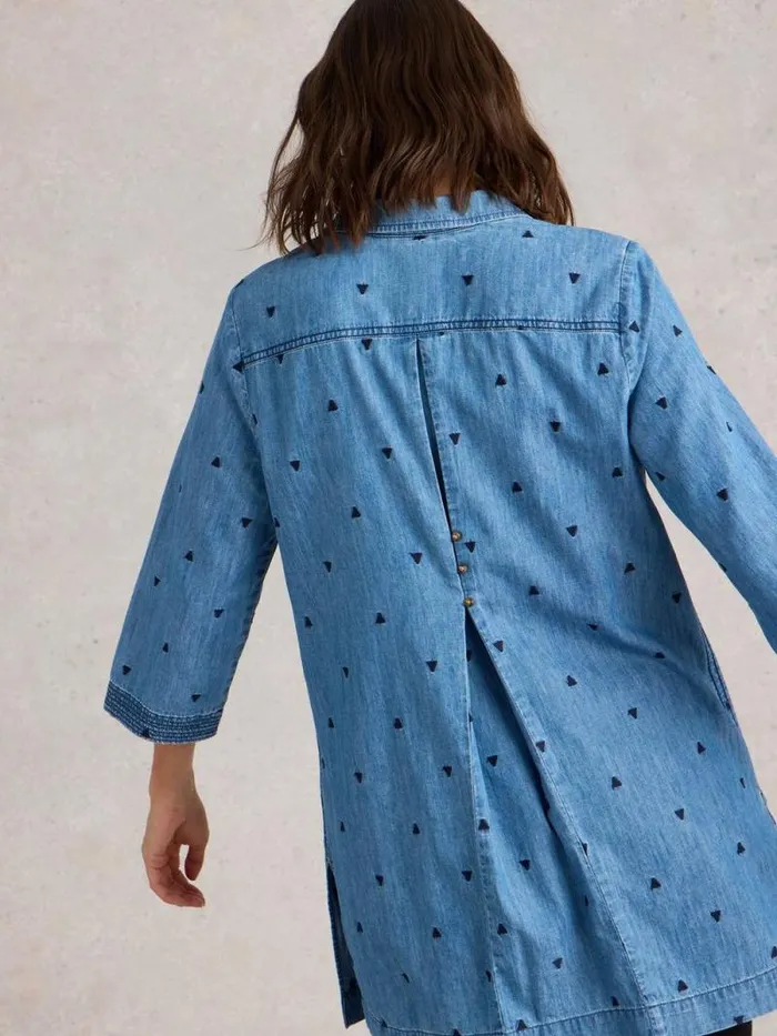 Women Blaire Denim Embroidered Tunic Mid Denim White Stuff Shirts and Blouses Women Blaire Denim Embroidered Tunic Mid Denim White Stuff Shirts and Blouses