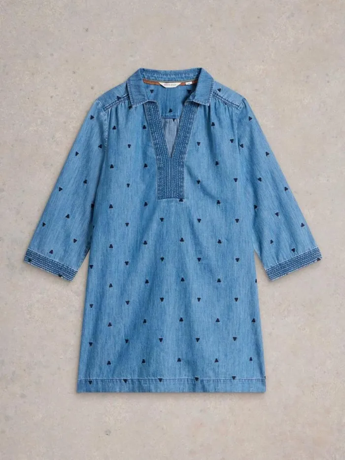 Women Blaire Denim Embroidered Tunic Mid Denim White Stuff Shirts and Blouses Women Blaire Denim Embroidered Tunic Mid Denim White Stuff Shirts and Blouses