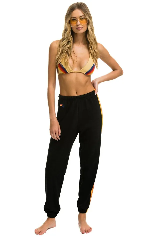 Women Bottoms Aviator Nation 5 STRIPE SWEATPANTS 8211 BLACK 2 Women Bottoms Aviator Nation 5 STRIPE SWEATPANTS 8211 BLACK 2