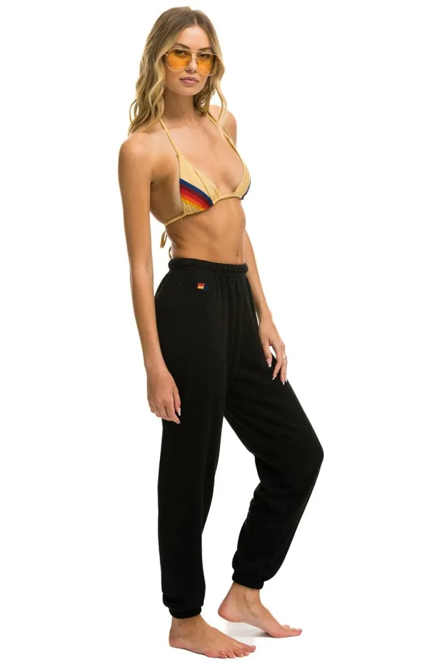Women Bottoms Aviator Nation 5 STRIPE SWEATPANTS 8211 BLACK 2 Women Bottoms Aviator Nation 5 STRIPE SWEATPANTS 8211 BLACK 2