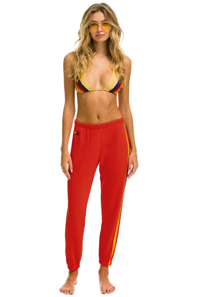 Women Bottoms Aviator Nation 5 STRIPE SWEATPANTS 8211 RED YELLOW PURPLE Women Bottoms Aviator Nation 5 STRIPE SWEATPANTS 8211 RED YELLOW PURPLE