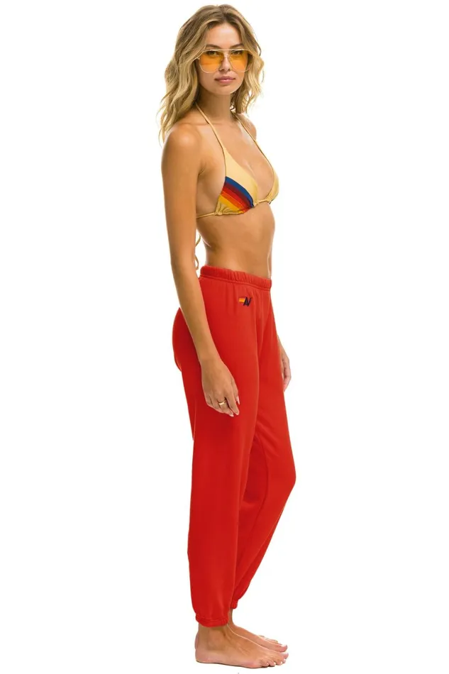 Women Bottoms Aviator Nation 5 STRIPE SWEATPANTS 8211 RED YELLOW PURPLE Women Bottoms Aviator Nation 5 STRIPE SWEATPANTS 8211 RED YELLOW PURPLE