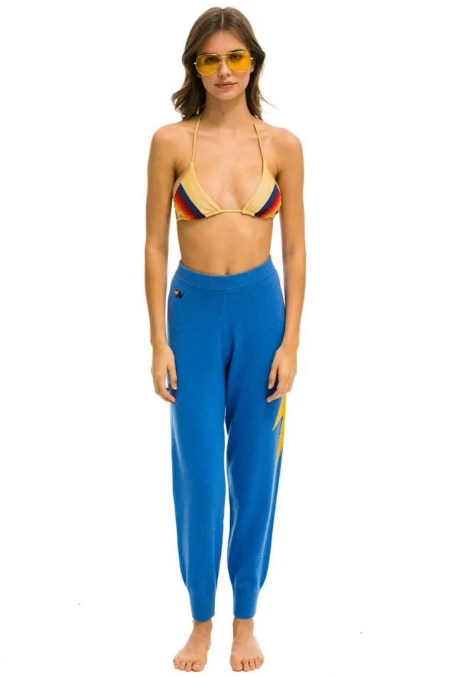 Women Bottoms Aviator Nation BOLT CASHMERE LIGHT SWEATER PANT 8211 VINTAGE BLUE GOLD BOLT Women Bottoms Aviator Nation BOLT CASHMERE LIGHT SWEATER PANT 8211 VINTAGE BLUE GOLD BOLT