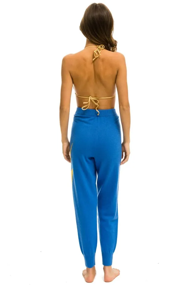 Women Bottoms Aviator Nation BOLT CASHMERE LIGHT SWEATER PANT 8211 VINTAGE BLUE GOLD BOLT Women Bottoms Aviator Nation BOLT CASHMERE LIGHT SWEATER PANT 8211 VINTAGE BLUE GOLD BOLT