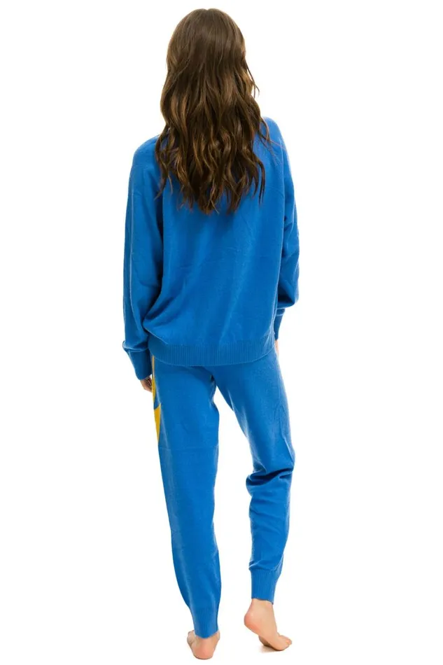 Women Bottoms Aviator Nation BOLT CASHMERE LIGHT SWEATER PANT 8211 VINTAGE BLUE GOLD BOLT Women Bottoms Aviator Nation BOLT CASHMERE LIGHT SWEATER PANT 8211 VINTAGE BLUE GOLD BOLT