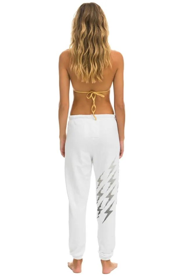 Women Bottoms Aviator Nation BOLT GRADIENT SWEATPANTS 8211 WHITE GREY Women Bottoms Aviator Nation BOLT GRADIENT SWEATPANTS 8211 WHITE GREY