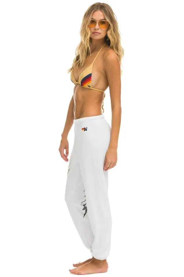 Women Bottoms Aviator Nation BOLT GRADIENT SWEATPANTS 8211 WHITE GREY Women Bottoms Aviator Nation BOLT GRADIENT SWEATPANTS 8211 WHITE GREY