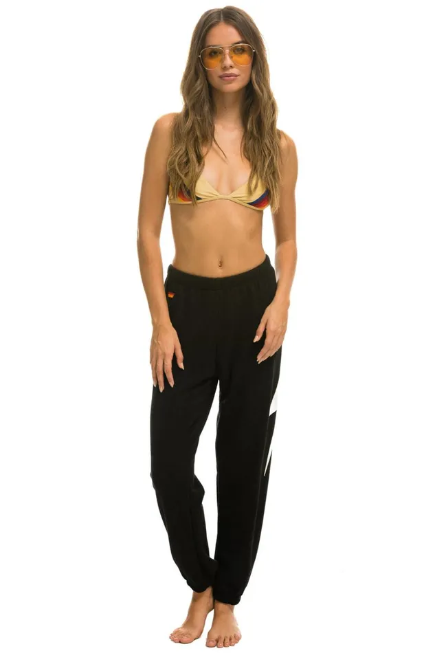 Women Bottoms Aviator Nation BOLT STITCH SWEATPANTS 8211 BLACK WHITE Women Bottoms Aviator Nation BOLT STITCH SWEATPANTS 8211 BLACK WHITE