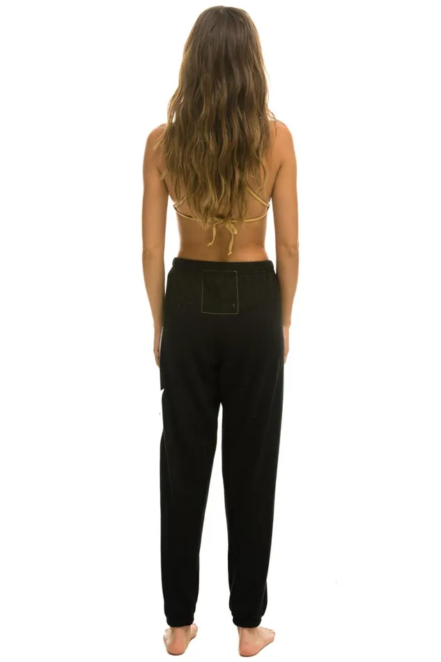 Women Bottoms Aviator Nation BOLT STITCH SWEATPANTS 8211 BLACK WHITE Women Bottoms Aviator Nation BOLT STITCH SWEATPANTS 8211 BLACK WHITE