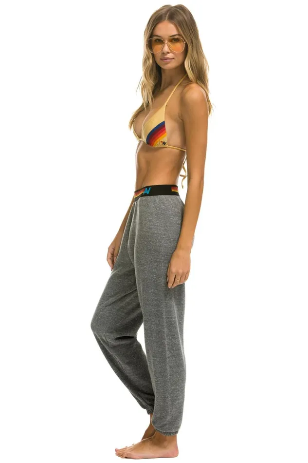 Women Bottoms Aviator Nation LOGO STRIPE SWEATPANTS 8211 HEATHER GREY Women Bottoms Aviator Nation LOGO STRIPE SWEATPANTS 8211 HEATHER GREY