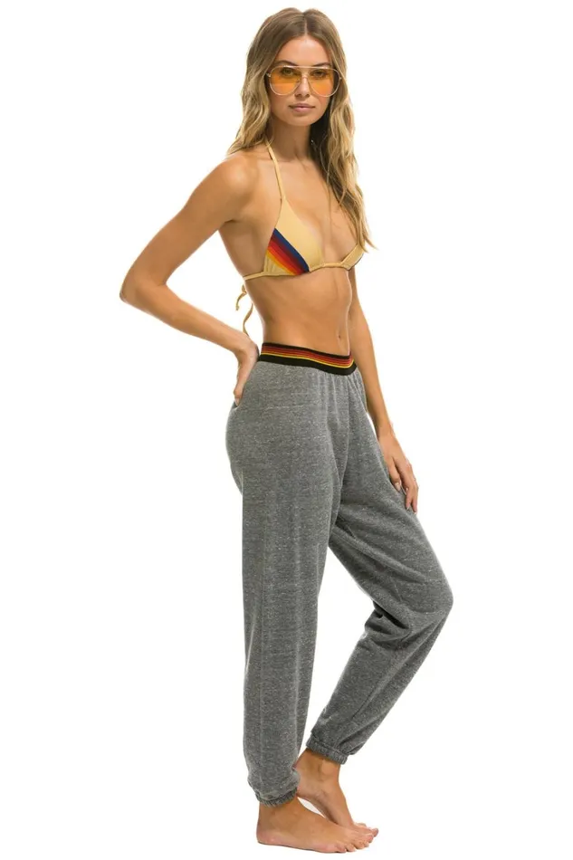 Women Bottoms Aviator Nation LOGO STRIPE SWEATPANTS 8211 HEATHER GREY Women Bottoms Aviator Nation LOGO STRIPE SWEATPANTS 8211 HEATHER GREY