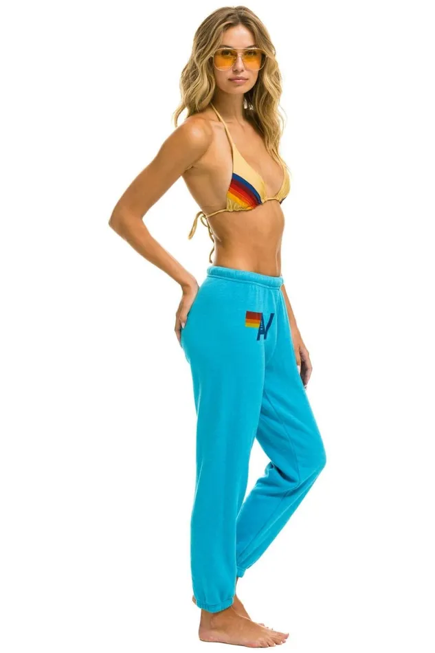 Women Bottoms Aviator Nation LOGO SWEATPANTS 8211 NEON BLUE Women Bottoms Aviator Nation LOGO SWEATPANTS 8211 NEON BLUE