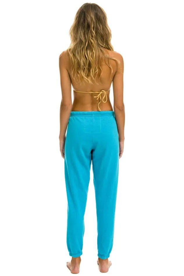 Women Bottoms Aviator Nation LOGO SWEATPANTS 8211 NEON BLUE Women Bottoms Aviator Nation LOGO SWEATPANTS 8211 NEON BLUE