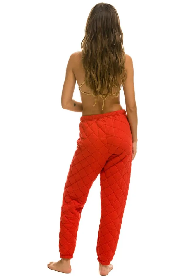 Women Bottoms Aviator Nation QUILTED SWEATPANTS 8211 RED Women Bottoms Aviator Nation QUILTED SWEATPANTS 8211 RED