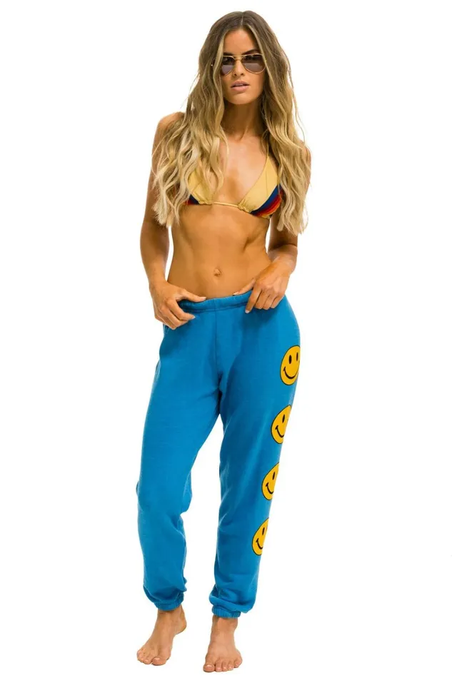Women Bottoms Aviator Nation SMILEY 2 SWEATPANTS 8211 OCEAN Women Bottoms Aviator Nation SMILEY 2 SWEATPANTS 8211 OCEAN