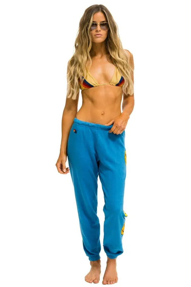 Women Bottoms Aviator Nation SMILEY 2 SWEATPANTS 8211 OCEAN Women Bottoms Aviator Nation SMILEY 2 SWEATPANTS 8211 OCEAN