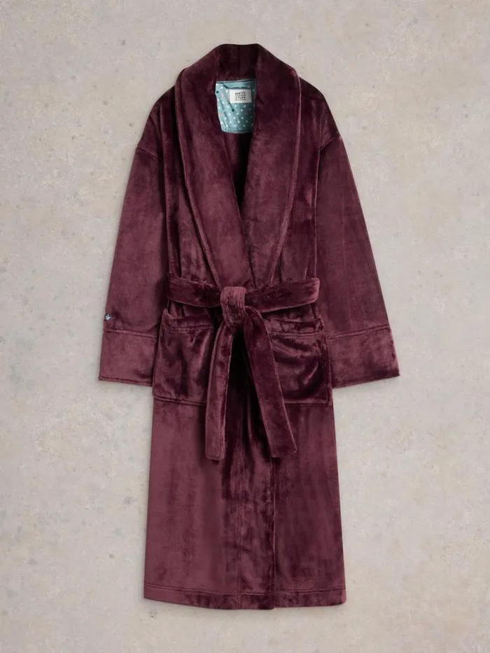 Women Clover Cosy Dressing Gown Dark Purple White Stuff Nightwear Women Clover Cosy Dressing Gown Dark Purple White Stuff Nightwear