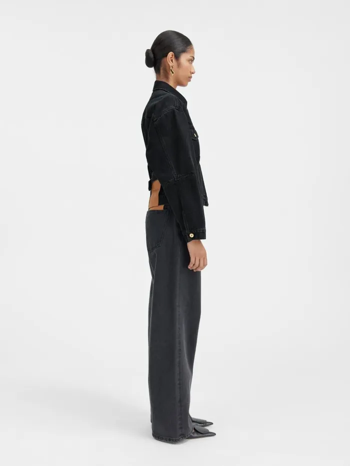 Women Coats and Jackets JACQUEMUS The Denim DeNmes Jacket Black Women Coats and Jackets JACQUEMUS The Denim DeNmes Jacket Black