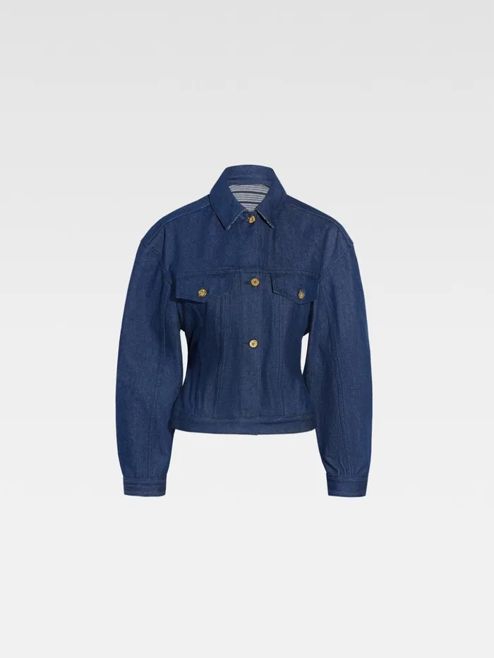 Women Coats and Jackets JACQUEMUS The Denim DeNmes Jacket Navy Navy Stripes Women Coats and Jackets JACQUEMUS The Denim DeNmes Jacket Navy Navy Stripes