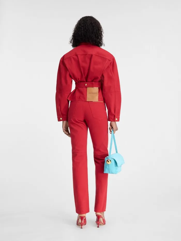 Women Coats and Jackets JACQUEMUS The Denim DeNmes Jacket Red Women Coats and Jackets JACQUEMUS The Denim DeNmes Jacket Red