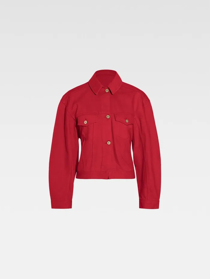 Women Coats and Jackets JACQUEMUS The Denim DeNmes Jacket Red Women Coats and Jackets JACQUEMUS The Denim DeNmes Jacket Red