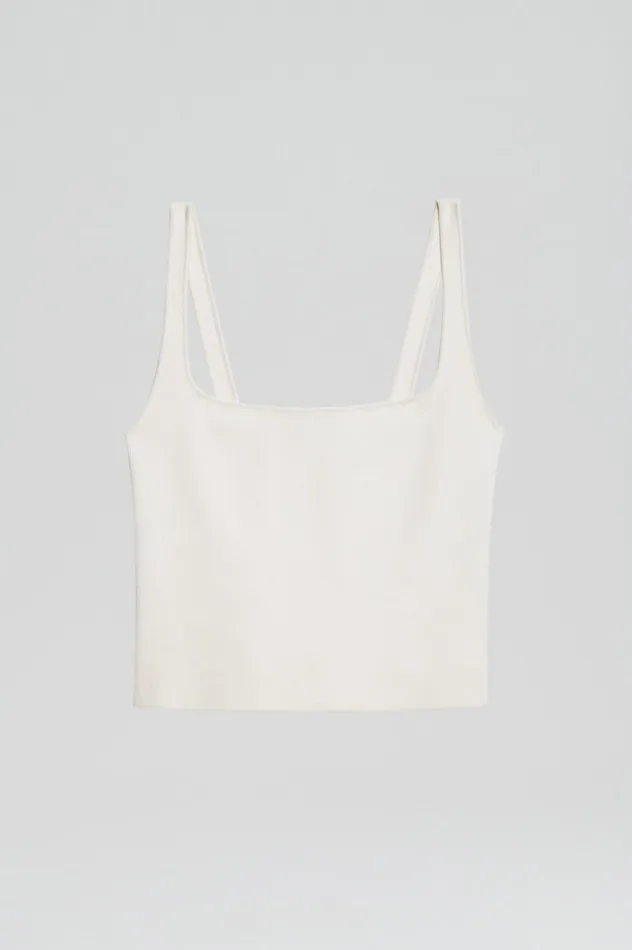 Women CREPE KNIT SQUARE CAMISOLE CREAM Tops Scanlan Theodore