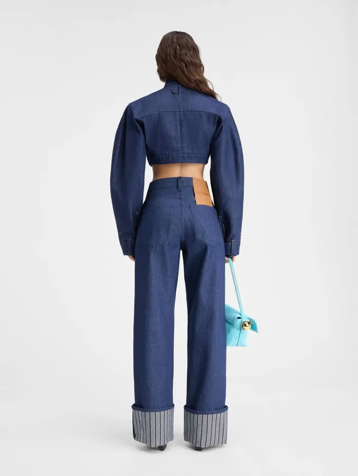Women Denim JACQUEMUS The Wide DeNmes Denim Pants Navy Navy Stripes Women Denim JACQUEMUS The Wide DeNmes Denim Pants Navy Navy Stripes