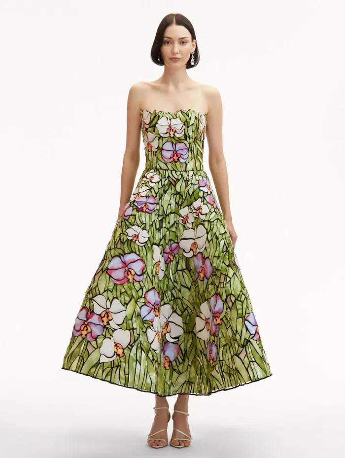 Women Dresses Oscar De La Renta Orchid Mosaic Cocktail Dress Multi Women Dresses Oscar De La Renta Orchid Mosaic Cocktail Dress Multi