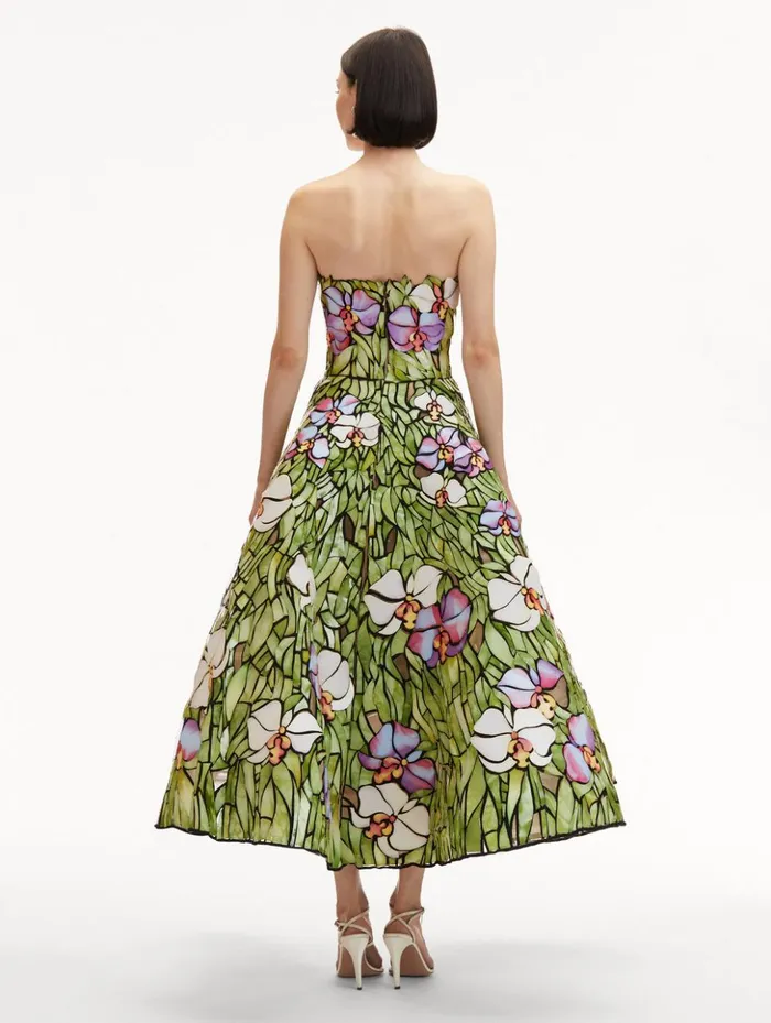 Women Dresses Oscar De La Renta Orchid Mosaic Cocktail Dress Multi Women Dresses Oscar De La Renta Orchid Mosaic Cocktail Dress Multi