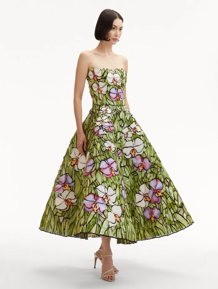 Women Dresses Oscar De La Renta Orchid Mosaic Cocktail Dress Multi Women Dresses Oscar De La Renta Orchid Mosaic Cocktail Dress Multi