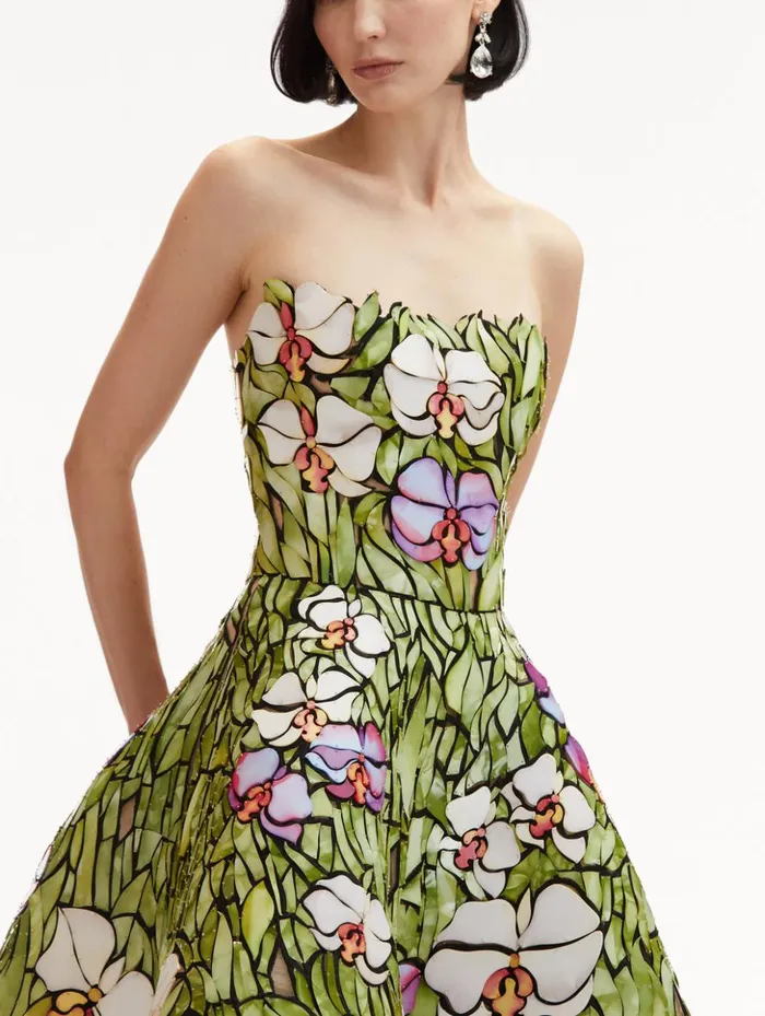 Women Dresses Oscar De La Renta Orchid Mosaic Cocktail Dress Multi Women Dresses Oscar De La Renta Orchid Mosaic Cocktail Dress Multi