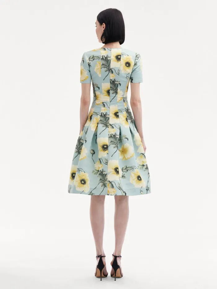 Women Dresses Oscar De La Renta Poppy Faille Split Neck Dress Sage Yellow Women Dresses Oscar De La Renta Poppy Faille Split Neck Dress Sage Yellow