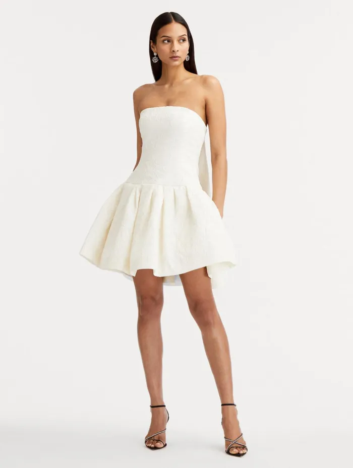 Women Dresses Oscar De La Renta Textured Floral Cloqu CapeBack Dress Ivory Women Dresses Oscar De La Renta Textured Floral Cloqu CapeBack Dress Ivory