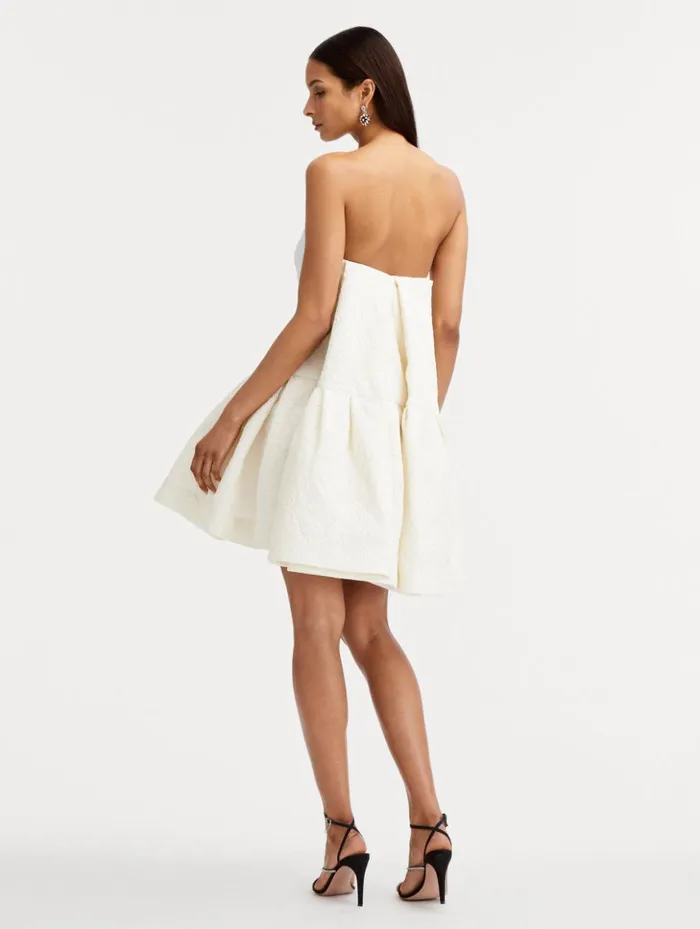 Women Dresses Oscar De La Renta Textured Floral Cloqu CapeBack Dress Ivory Women Dresses Oscar De La Renta Textured Floral Cloqu CapeBack Dress Ivory