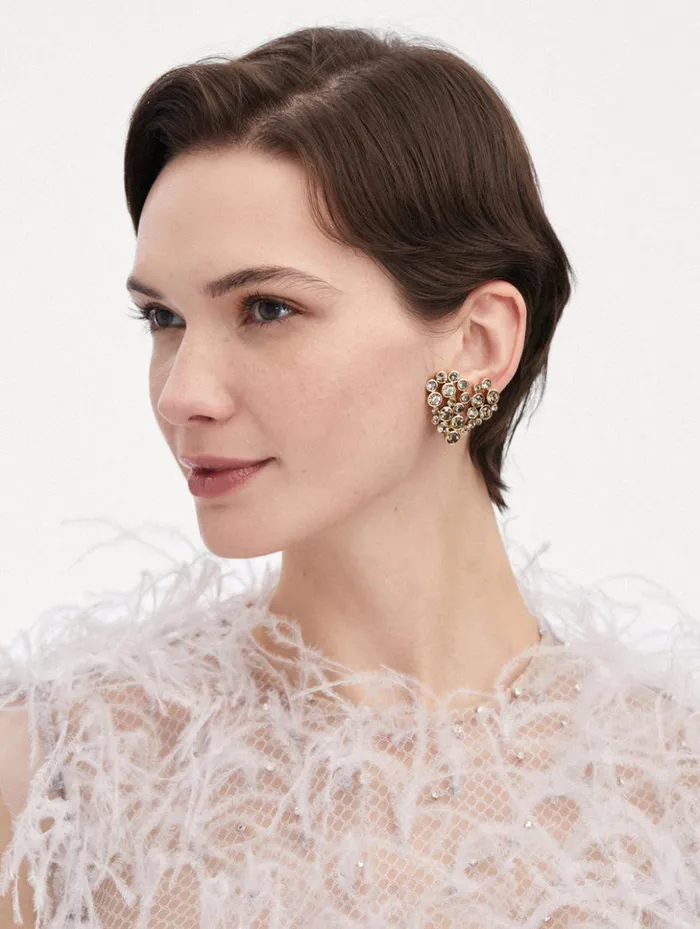 Women Earrings Oscar De La Renta Crystal Heart ClipOn Earrings Black Women Earrings Oscar De La Renta Crystal Heart ClipOn Earrings Black