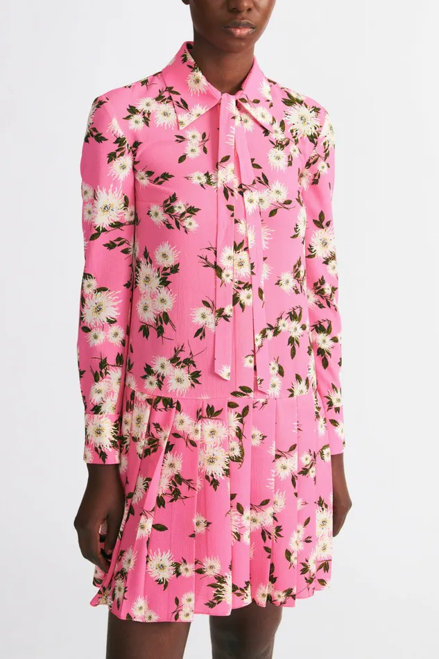 Women Emilia Wickstead Gunnell Dress In Pink Floral Print Crepe Georgette Dresses