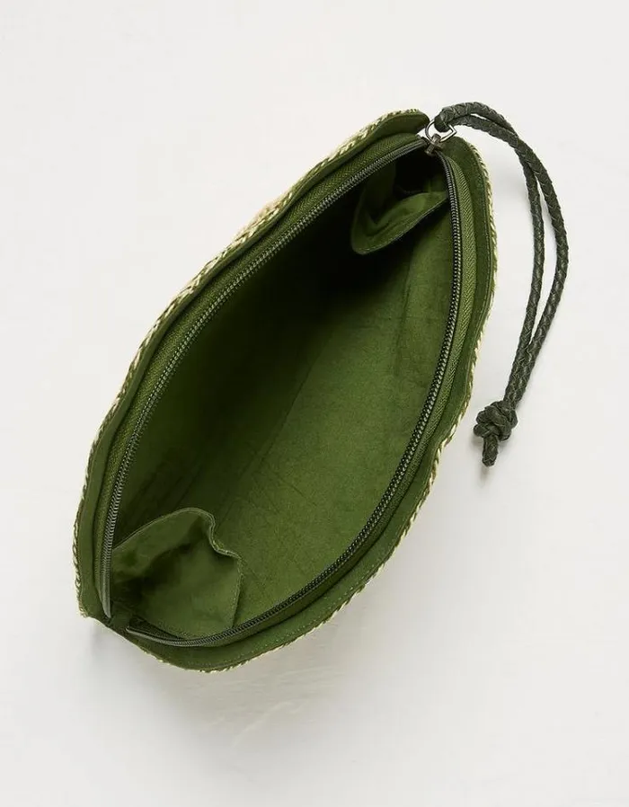 Women FatFace Bags and Wallets Scalloped Clutch Bag Khaki Green