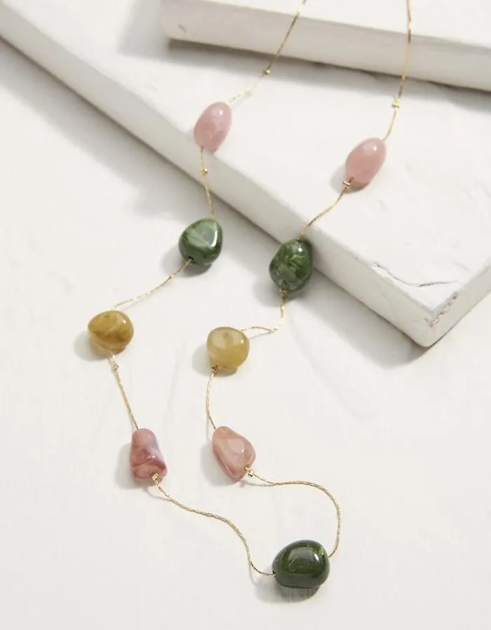 Women FatFace Jewelry Large Stone Necklace Gold