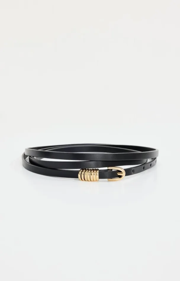 Women GOOD AMERICAN Belts SLIM 7 RINGS DOUBLE WRAPBELT Black001
