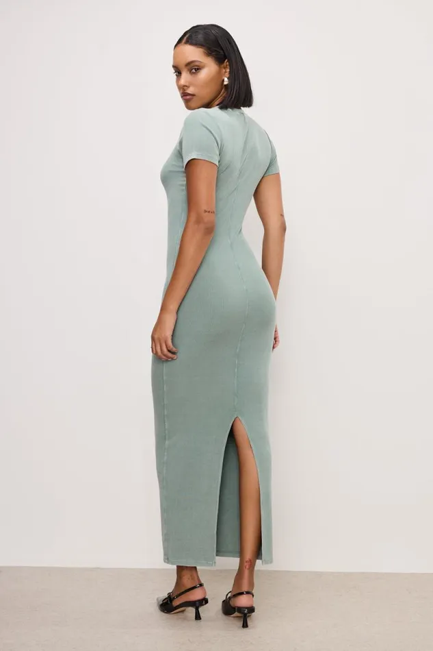 Women GOOD AMERICAN Dresses RIBBED TEE MAXIDRESS Washed Fatigue Green001 Women GOOD AMERICAN Dresses RIBBED TEE MAXIDRESS Washed Fatigue Green001