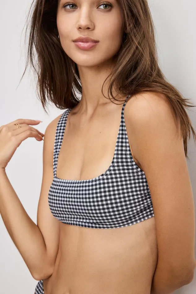 Women GOOD AMERICAN Swim SQUARE NECK BIKINITOP Black Gingham007 Women GOOD AMERICAN Swim SQUARE NECK BIKINITOP Black Gingham007
