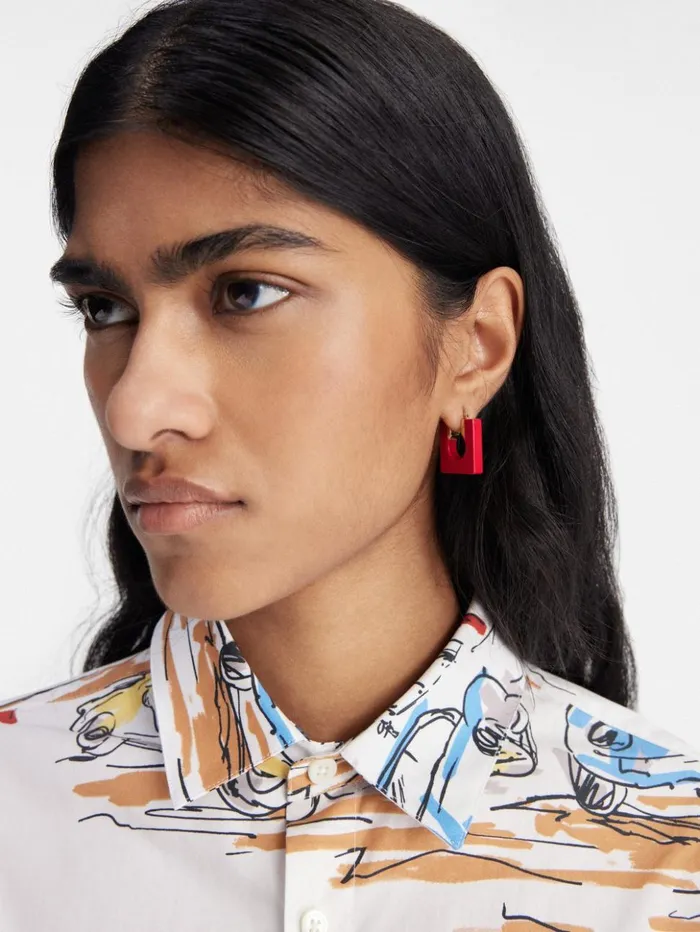 Women Jewellery JACQUEMUS The Rond Carr Earrings Red Women Jewellery JACQUEMUS The Rond Carr Earrings Red