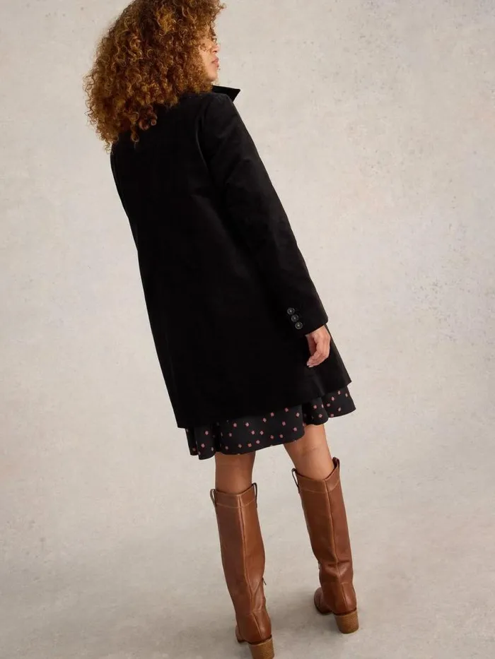 Women Karla Velvet Coat Pure Black White Stuff Coats and Jackets Women Karla Velvet Coat Pure Black White Stuff Coats and Jackets