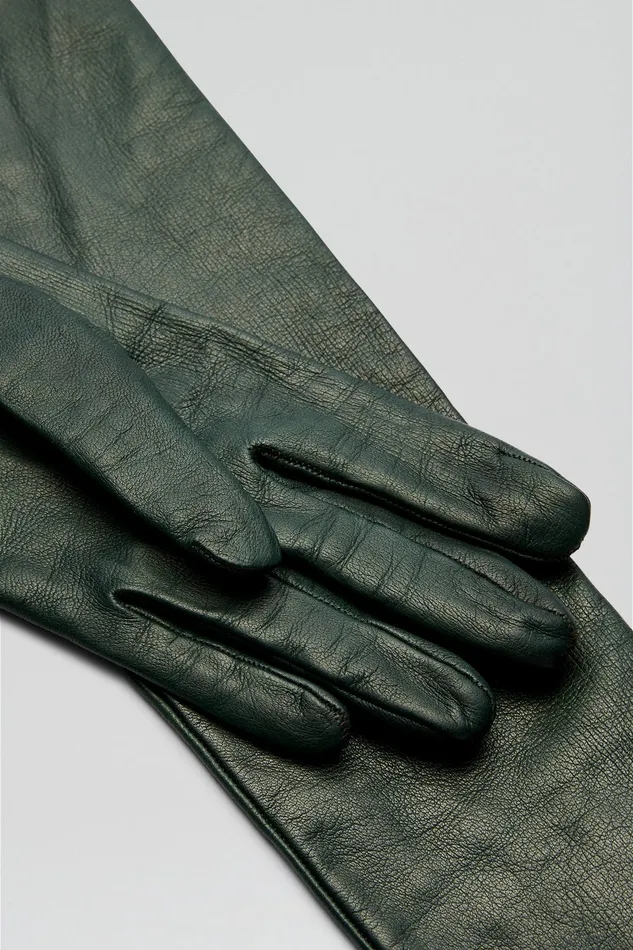 Women LEATHER GLOVES DARK GREEN Leather Scanlan Theodore Women LEATHER GLOVES DARK GREEN Leather Scanlan Theodore