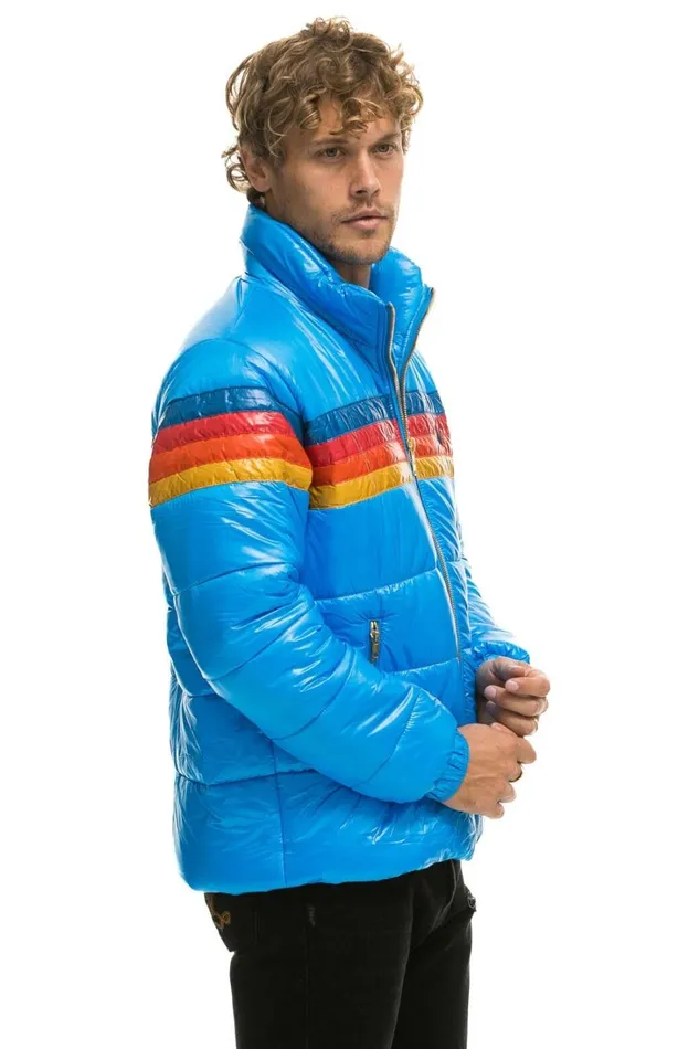 WomenMen Outerwear Aviator Nation 4 STRIPE LUXE TRAVELER JACKET 8211 GLOSSY BLUE WomenMen Outerwear Aviator Nation 4 STRIPE LUXE TRAVELER JACKET 8211 GLOSSY BLUE