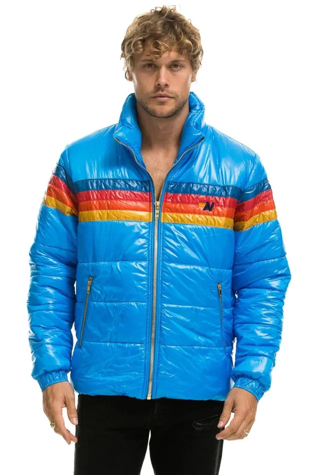 WomenMen Outerwear Aviator Nation 4 STRIPE LUXE TRAVELER JACKET 8211 GLOSSY BLUE WomenMen Outerwear Aviator Nation 4 STRIPE LUXE TRAVELER JACKET 8211 GLOSSY BLUE