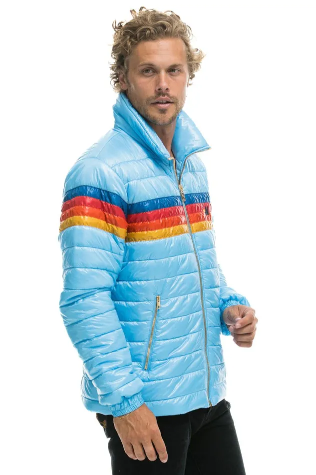 WomenMen Outerwear Aviator Nation 4 STRIPE TRAVELER JACKET 8211 GLOSSY SKY WomenMen Outerwear Aviator Nation 4 STRIPE TRAVELER JACKET 8211 GLOSSY SKY