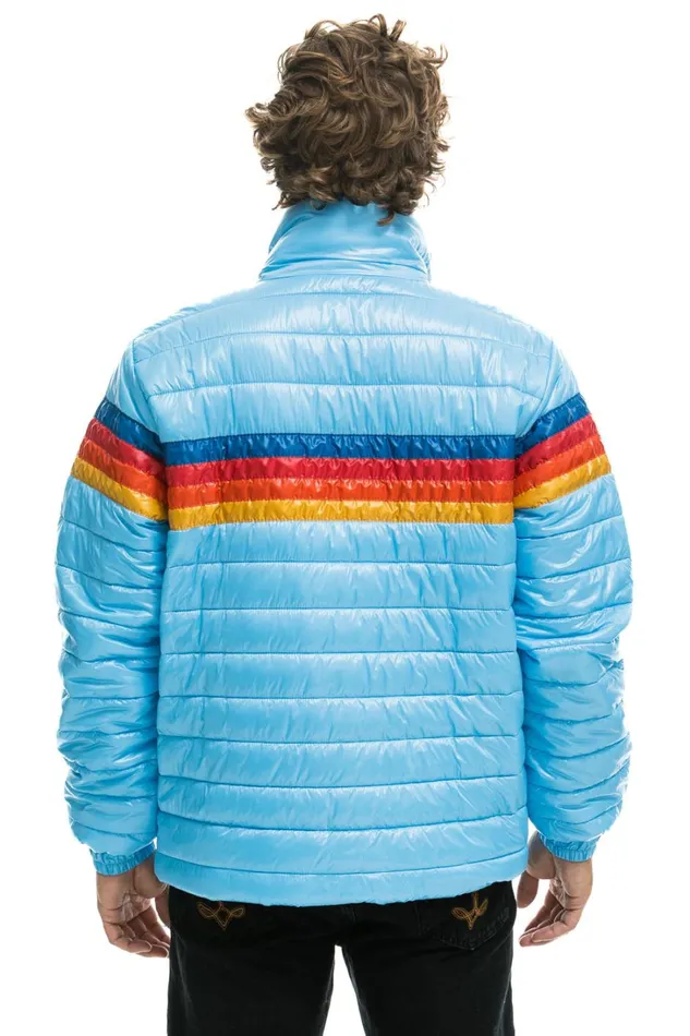 WomenMen Outerwear Aviator Nation 4 STRIPE TRAVELER JACKET 8211 GLOSSY SKY WomenMen Outerwear Aviator Nation 4 STRIPE TRAVELER JACKET 8211 GLOSSY SKY