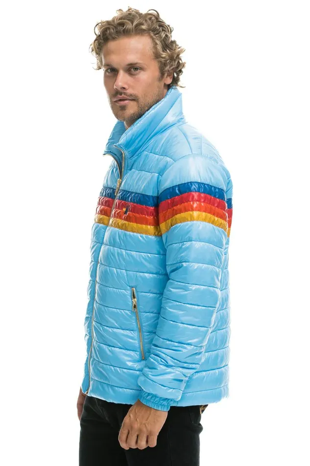 WomenMen Outerwear Aviator Nation 4 STRIPE TRAVELER JACKET 8211 GLOSSY SKY WomenMen Outerwear Aviator Nation 4 STRIPE TRAVELER JACKET 8211 GLOSSY SKY